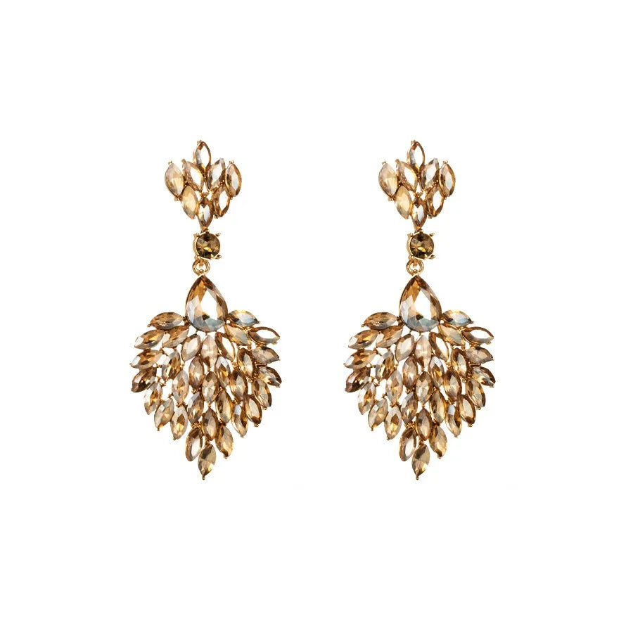 Fashion Style Newest Earrings Colorful Rhinestone Gemstone Glass Diamond Women's Shinny Party Ears Decoration Luxury Jewelry