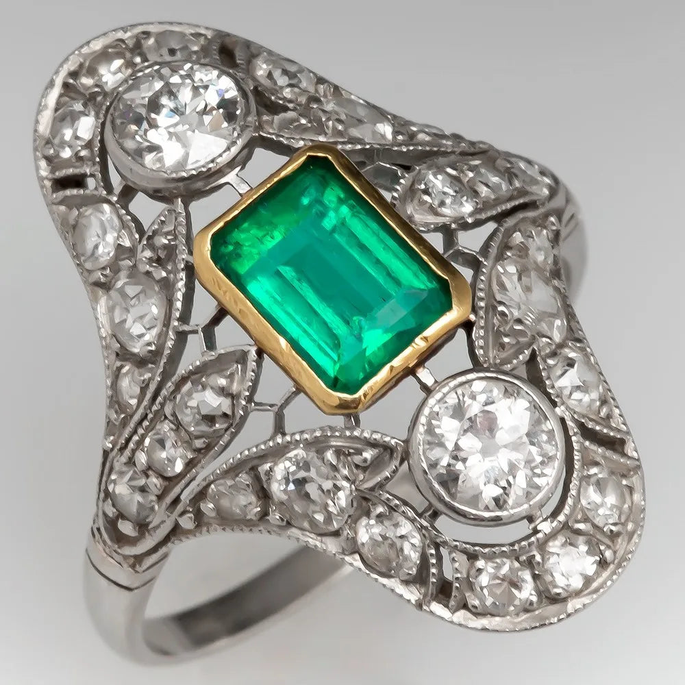 CAOSHI Manufacture Large Green Rhinestone CZ Finger Rings Party Zircon Engagement Woman Antique Vintage Rings