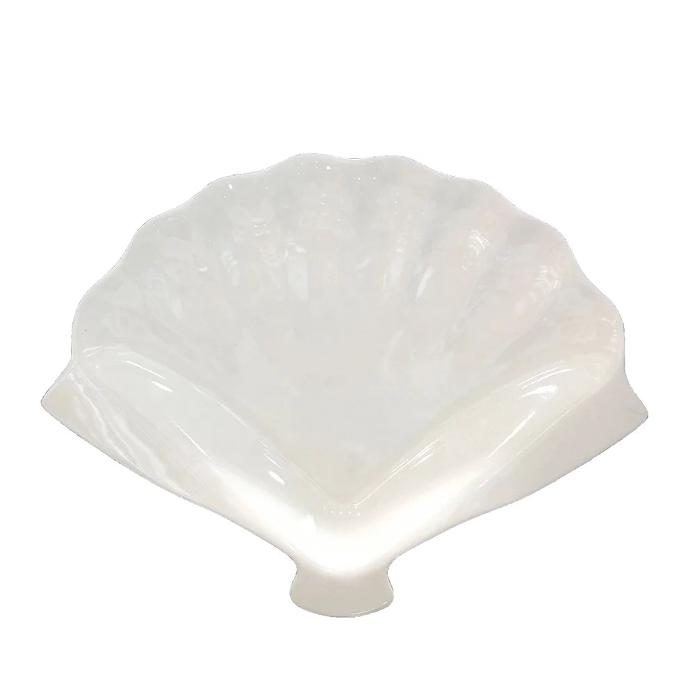 Commercial Restaurant Dinnerware 10 Inch Fan Design Irregular Blank White Melamine Plate