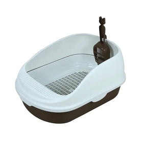 Easy Clean Eco-Friendly Indoor Toilet Large Size Plastic Cat Litter Box with Grilled Feature
