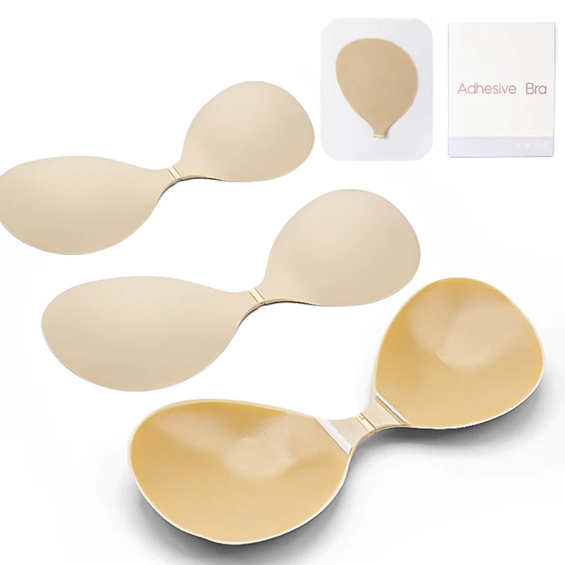 Invisible Silicone Bras Seamless Strapless Adhesive Portable and Ultra Flat Design Perfect for Convenient to Carry