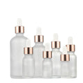 Wholesale 10ml 15ml 20ml 30ml 50ml 100ml White Frosted  Essential Oil Serum Glass Bottle with Rose Gold Dropper Cap