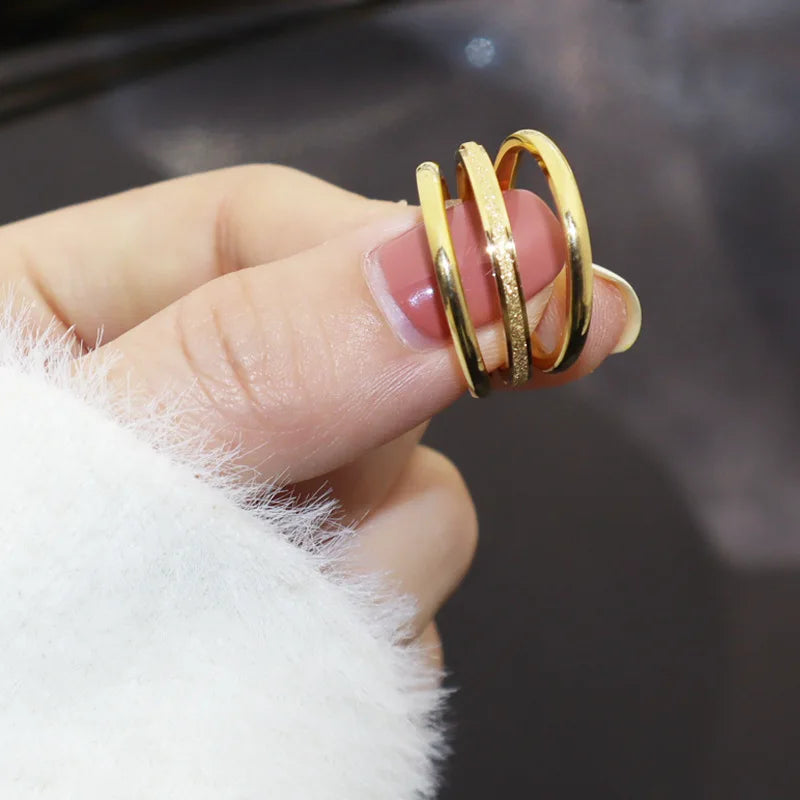 Nabest 3pcs/set PVD Plated Women Minimalist Matting Joint Ring Stainless Steel Waterproof Couples Ring Jewelry