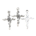 Charms Cross Flower Branch 35x23mm Handmade Making FitVintage Tibetan Silver Color PendantsDIY for Bracelet Necklace