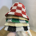 Summer Cool Grass Paper Handmade Unisex Folding Knitted Crochet Bucket Hat for Beach Travel Daily Sunproof