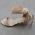 Plus Size Elegant Ladies Party Shoes Round Toe Ankle Lace up Block Heel High Heels Sandals