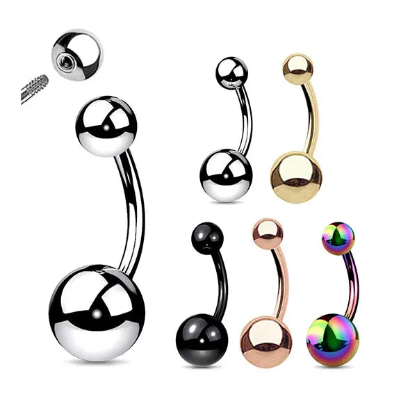 Wholesale  G23 Titanium Basic External Threaded  Belly Button Ring Navel Ring High Polished Piercing Body Jewelry