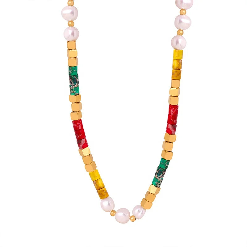 Hot Selling Fashion Trend Beads Stainless Steel Necklaces 18K Gold Plated Metallic Jewelry NecklacesFor Women