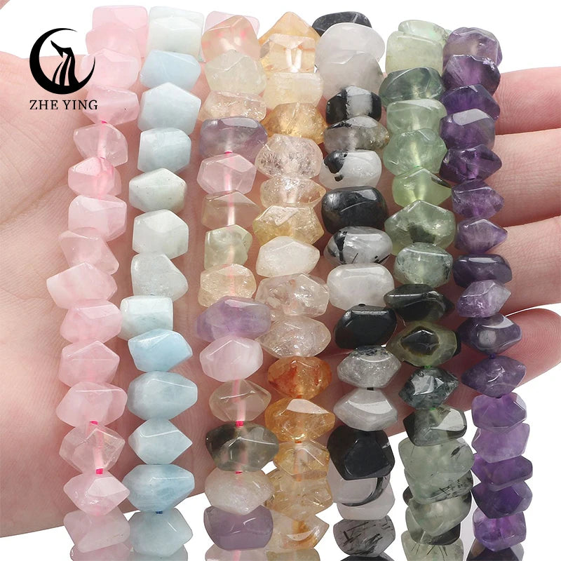 Zhe Ying 6x11mm Irregular Rondelle Stone Beads Natural Stones Faceted Rondelle Irregular Stone Beads for Jewelry Making