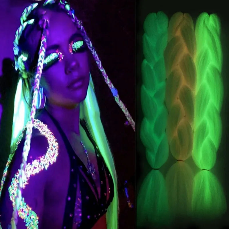 Hot Selling Bulk Stock Festival Party Luminous Glow in the Dark Coloured Glitter for Hair Extensions
