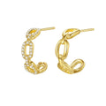 CZCITY 925 Chain Cuff Ladies Earings Cuban Chain Link Luxury Jewelry Women New Asymmetric Earrings Sterling Silver Hoop Earring