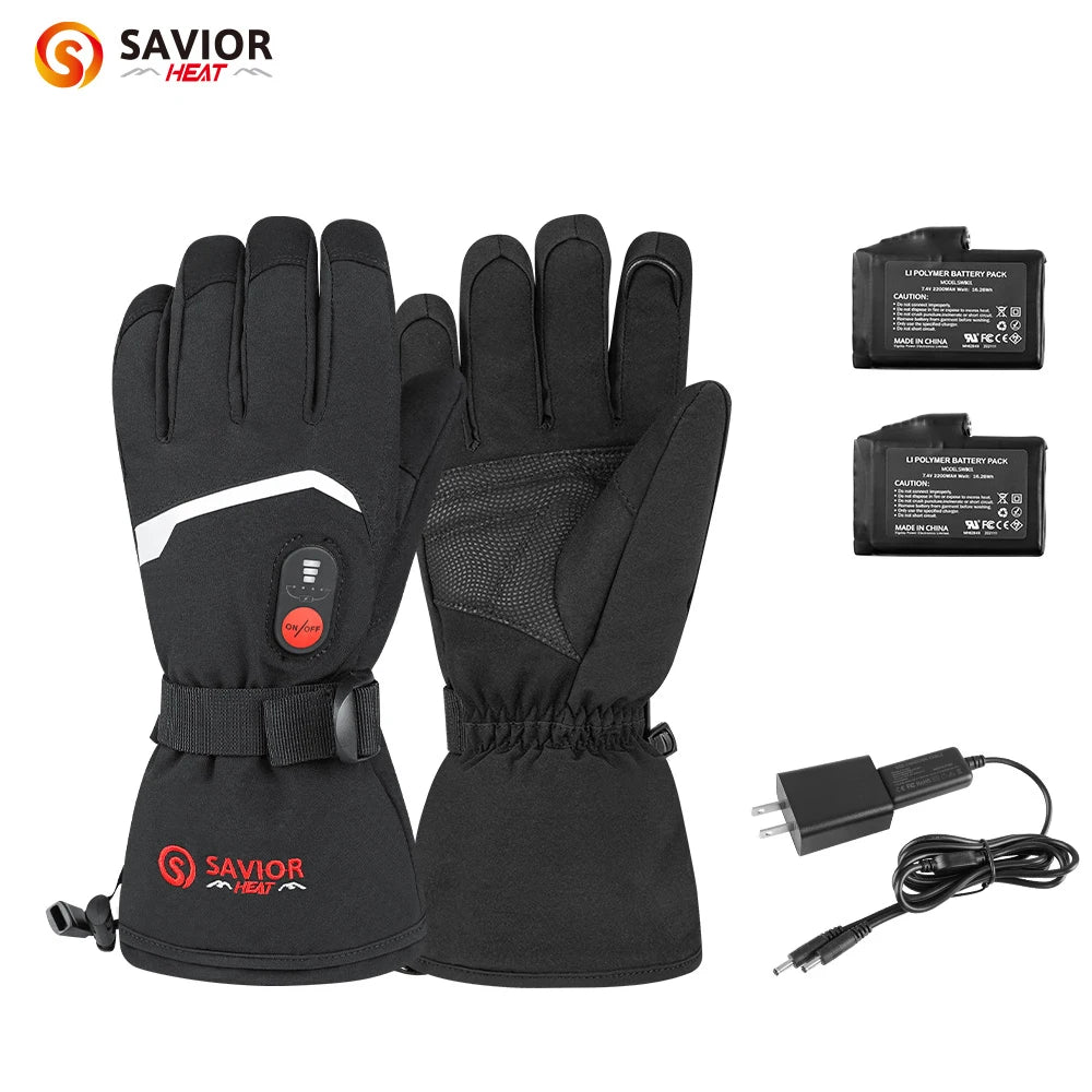 Mens and  Women  Winter Heating Motorcycle Ski Gloves Intelligent Battery Heating Goatskin Custom Touch Screen Warmth