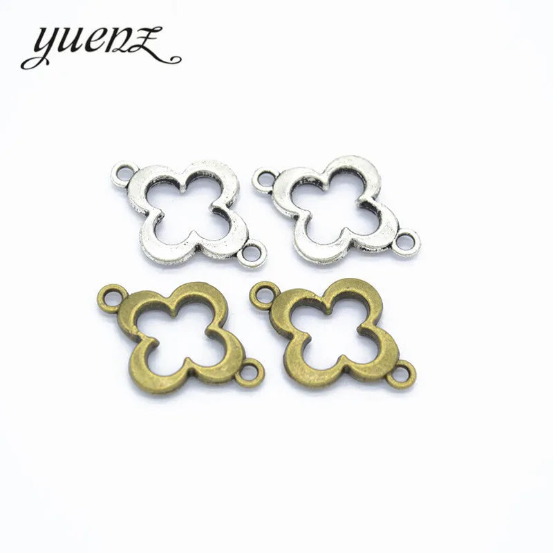 YuenZ Antique Four-leaf Clover Charms Pendants for Jewelry Making Handmade Crafts 21*15mm Q413