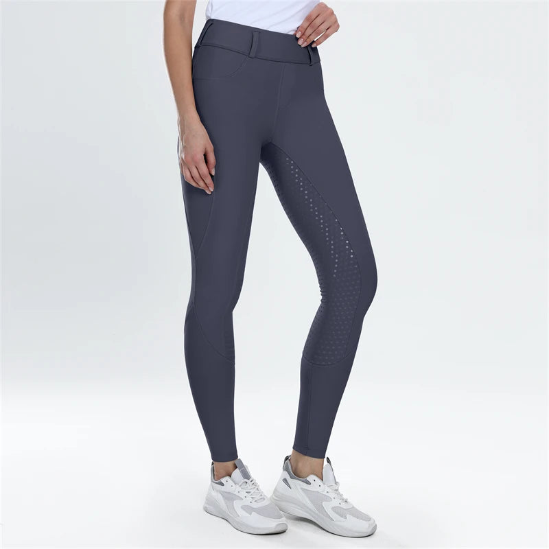 High Elastic Women's Horse Riding Leggings Full Seat Silicone Equestrian Breeches Breathable Spandex Jodhpurs with Custom Logo