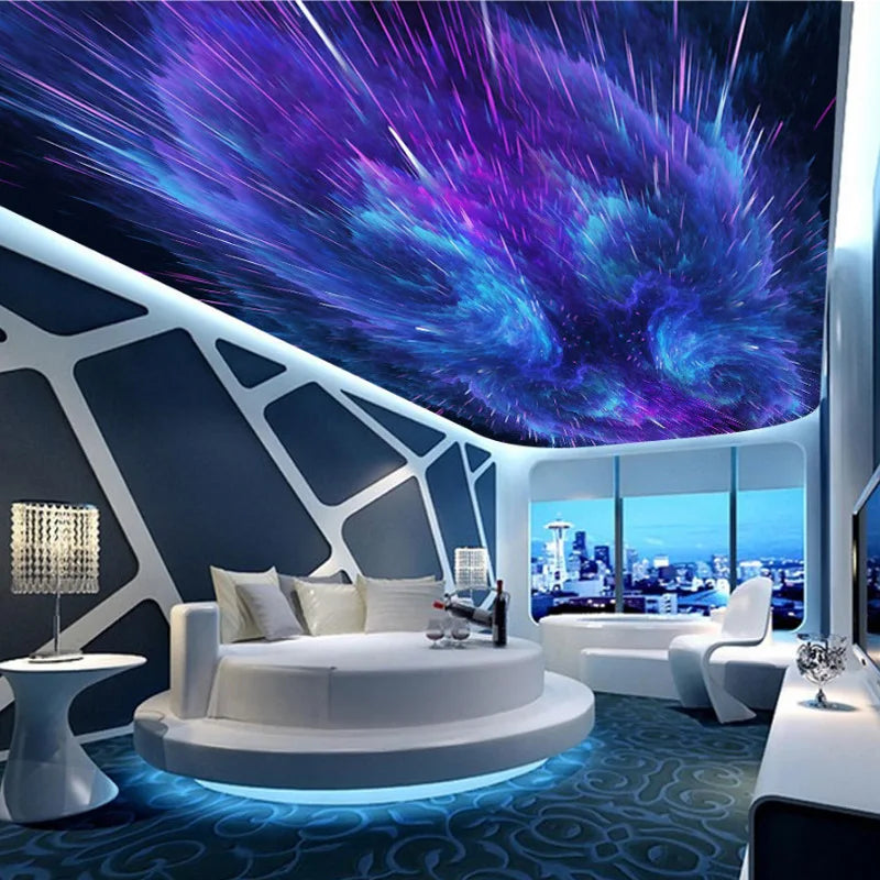 3D Personalized Background Wall Wallpaper Hotel Ktv Wallpaper Universe Space Starry Sky Mural Ceiling Decorative Wall Covering