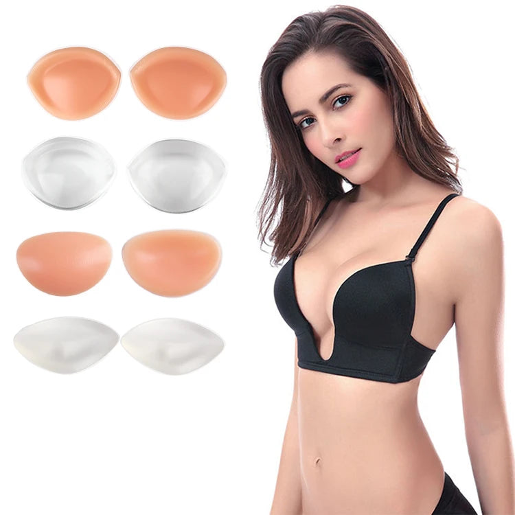 Comfortable Reusable Large Silicone Bra Inserts Waterproof Invisible Bikini Compatible-Seamless Invisible Intimates Accessory