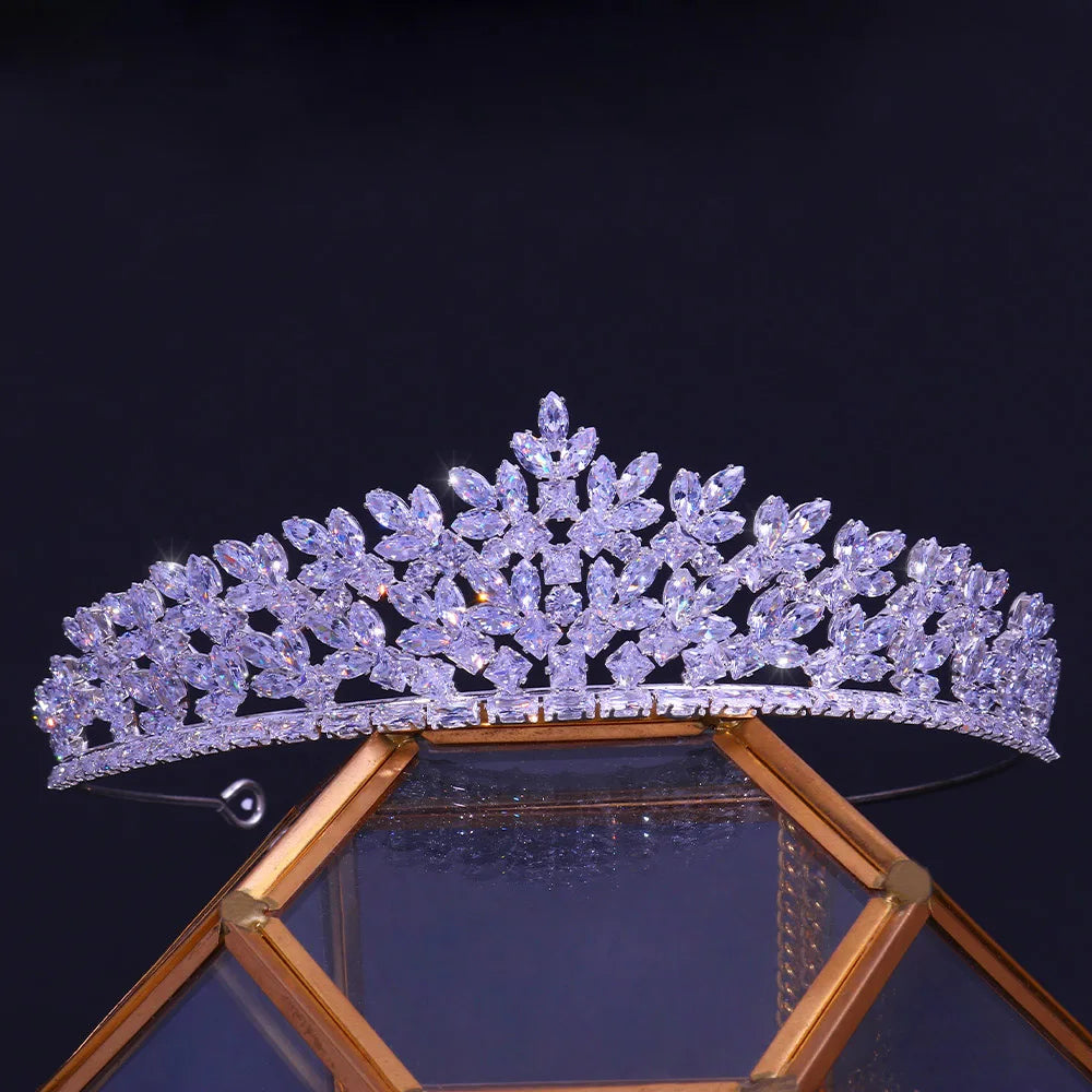 LUOXIN Zircon Gorgeous Crown Luxury Cubic Zirconia Head Crown Bridal Tiaras for Women