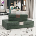 Dot Decorative Green Leather Storage Box With Silver Metal Buckle Light Luxury Makeup Table Jewelry Box for Home Desktop Decor