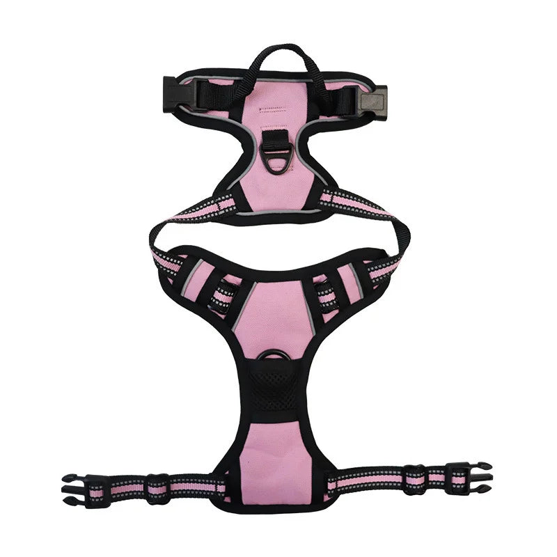 2025 Hot Style Explosion Reflective New Comfortable Polyester Solid Vest Style Medium-Sized Dog Harness Leash Set Dog Harness
