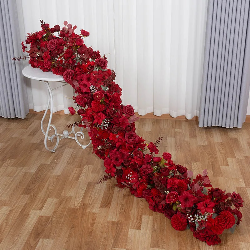 M530 2M Long Luxury Silk Flowers Artificial Flower Plant Row Decor Arrangement for Outdoor Party Wedding Arch Backdrop Flower