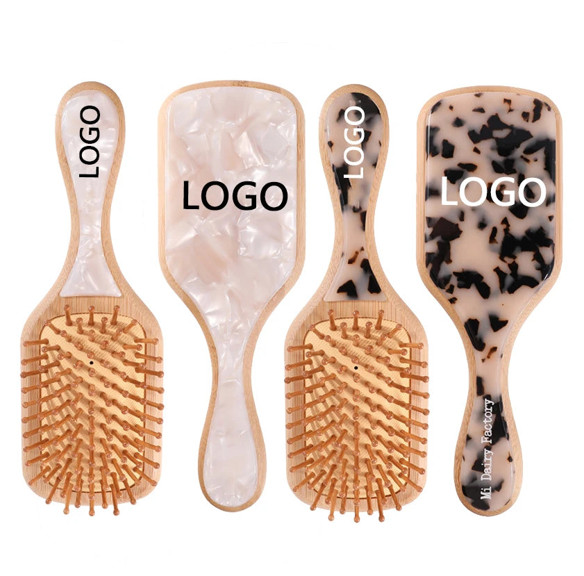 MiDairy Custom logo  Natural Bamboo Air Bag  Bamboo Airbay  AcetateSoft Goat Hair Brush Hair Care Styling Products