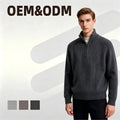 Custom Men's Turn-down Collar Zipper Autumn Winter Korean Style High-Grade Knitted Loose Fit Solid Color Top Sweater