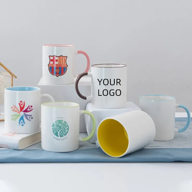 10oz Custom Logo Printed Ceramic Coffee Mug Custom Ceramic Cup Porcelain Coffee Cup With Handle Gift