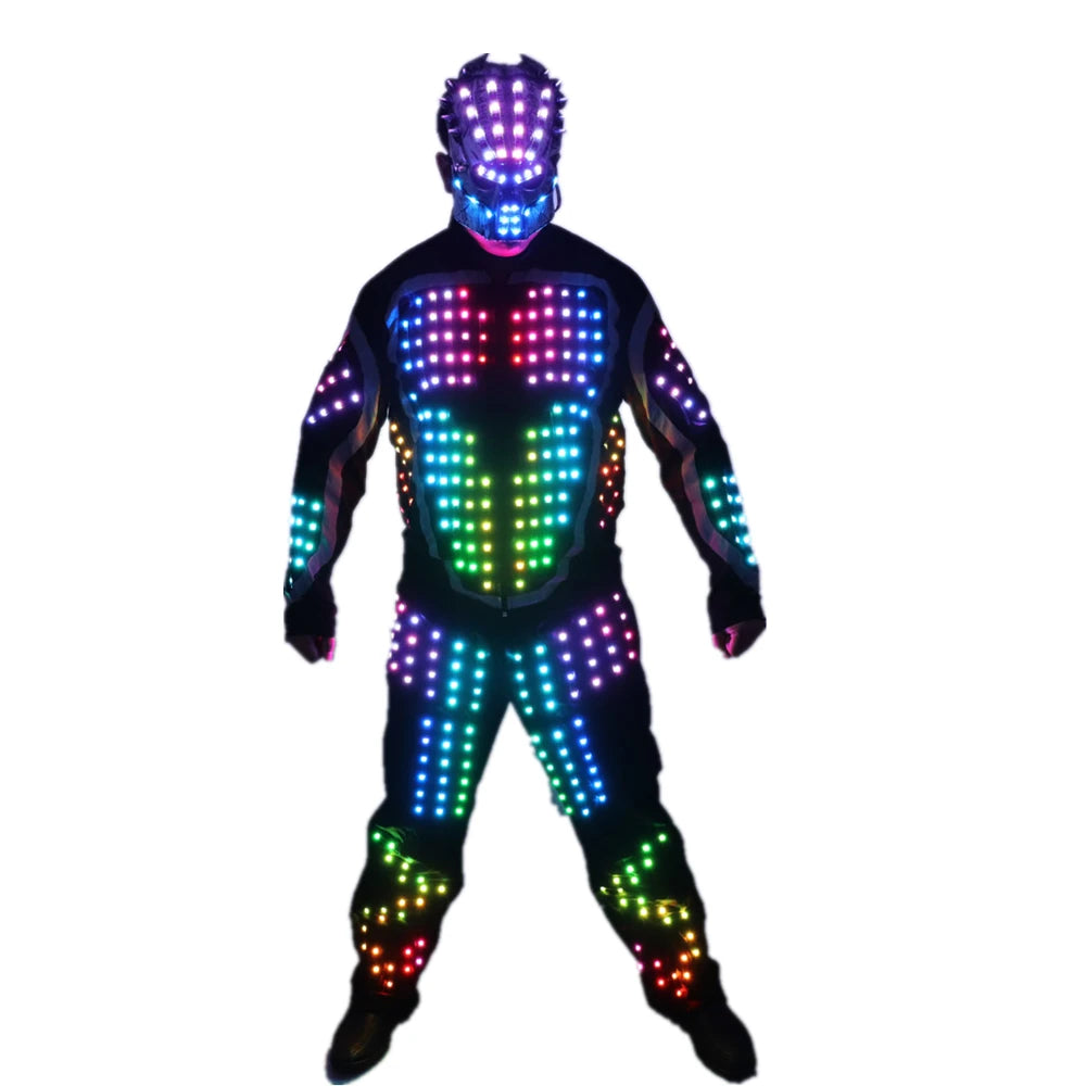 Unisex LED Digital Luminous Armor Jacket Glowing Costumes Suit for Bar Nightclub Party Performance Adult Ballroom Wear