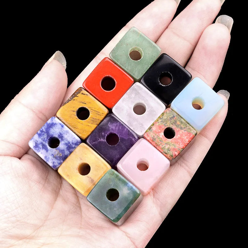 Amethyst Agate 16mm Square Semi-Precious Loose Beads with Large 5mm Hole DIY Jewelry Accessories Wholesale