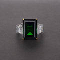 All-Match Blue CZ Diamond Ring 10*14 Rectangular Simple and Graceful 14 CT Fashionable for Parties