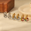 Nabest Women's Trendy Gold-Plated Stainless Steel Huggie Earrings Waterproof Doughnut Full Rhinestone Pave CZ Charm Jewelry