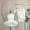 2025 Hot Sale Girls White Lace Ballet Leotard Kids High Neck Tutu Dance Leotard Princess Dress