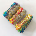 I009 Natural Colorful Daisies Flowers With White Sages Smudge Sticks Bundles Bulk Incense Sticks