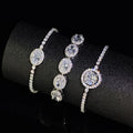 Ilona Women's Fashion Copper Bracelet Set Silver Color Large Round Cubic Zirconia Adjustable Chain & Link Bracelets for Wedding