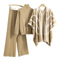 Wholesale Three-Piece Suit for Women Temperament Socialite Lazy Style Knitted Sweater and Pants Set Wide Leg Pants Set