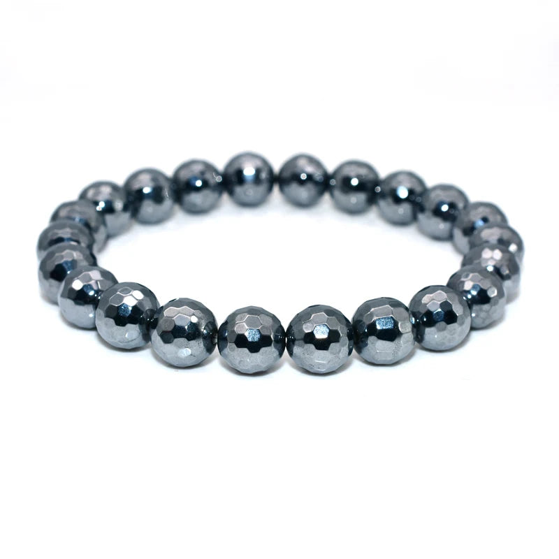 Vintage 6/8/10mm Faceted Terahertz Beaded Bracelet Gift Wedding Party Engagement Anniversary Buddhism Related Occasions