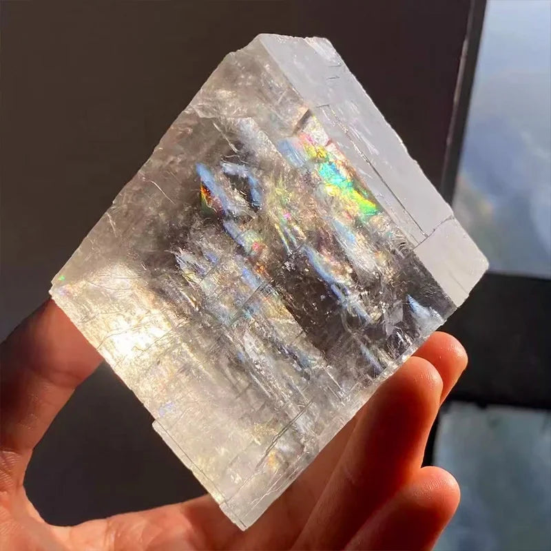 Natural Crystal Raw Stone Rainbow Calcite Pendant Clear Quartz Exploding Color Calcite Specimen