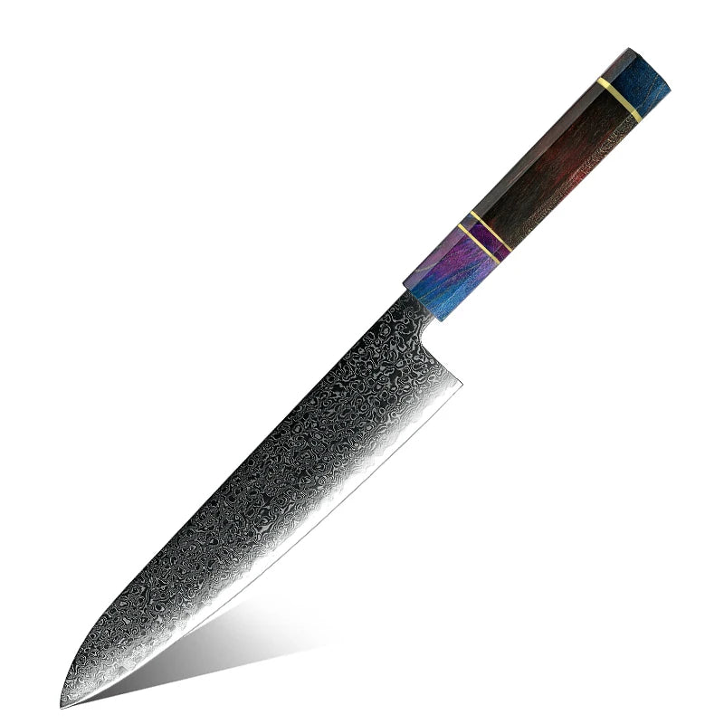 Grandsharp 9'' Japanese Chef Knife 67 Layer Damascus Carbon Steel Kitchen Chef Gyuto Knives Cutting Stable Solidfied Wood Handle