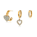 Luxury Ins New Trend 18k Gold Plated Stainless Steel Jewelry Gift Heart Hoop Earrings Zircon Three Set Earring for Women
