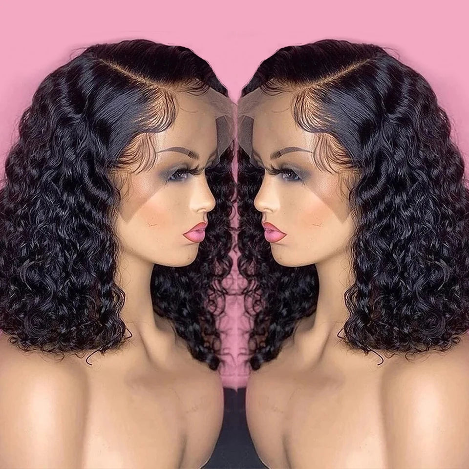 Cheap Kinky Curly Short Bob Wigs Human Hair Lace Front Wigs Raw Brazilian Natural HD Lace Frontal Wigs  for Black Women Vendors