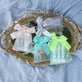 4x6 Inches Custom Jewelry Packaging Mesh Gift Draw String Bag Black Sheer Organza Pouches Bags With Bow