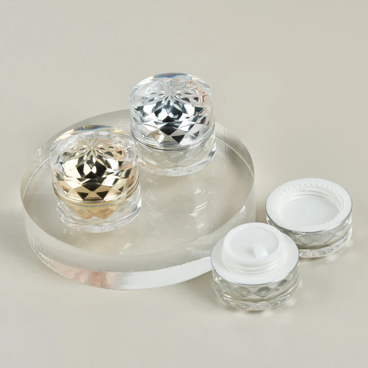 Supplier Customized Acrylic Glitter Jars Cosmetic Container for Eye Cream Lip Balm Storage with Screw Lid Empty 5 Gram Plastic