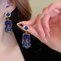 Wholesale Fashion Vintage Blue Enamel Flower Stud Earrings for Women Dairy Wear