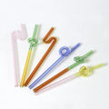 Custom BPA Free Bent Bar Accessories Coffee Juice Smoothies Milkshake High Borosilicate Colorful Reusable Drinking Glass Straw