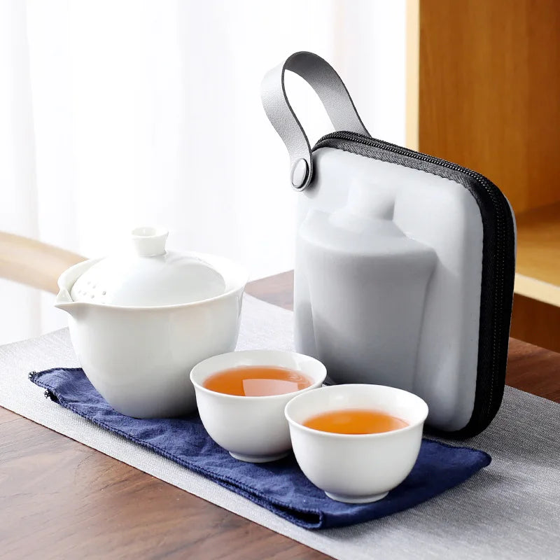 Ceramic Gaiwan Tea Cup Chinese Kung Fu Travel Tea Set