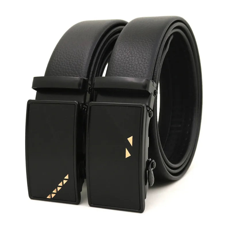 LQbelt New Adjustable Casual Men's Automatic Buckle Belt Male Fashion Business Black PU Leather Belts for Men Wholesale Factory