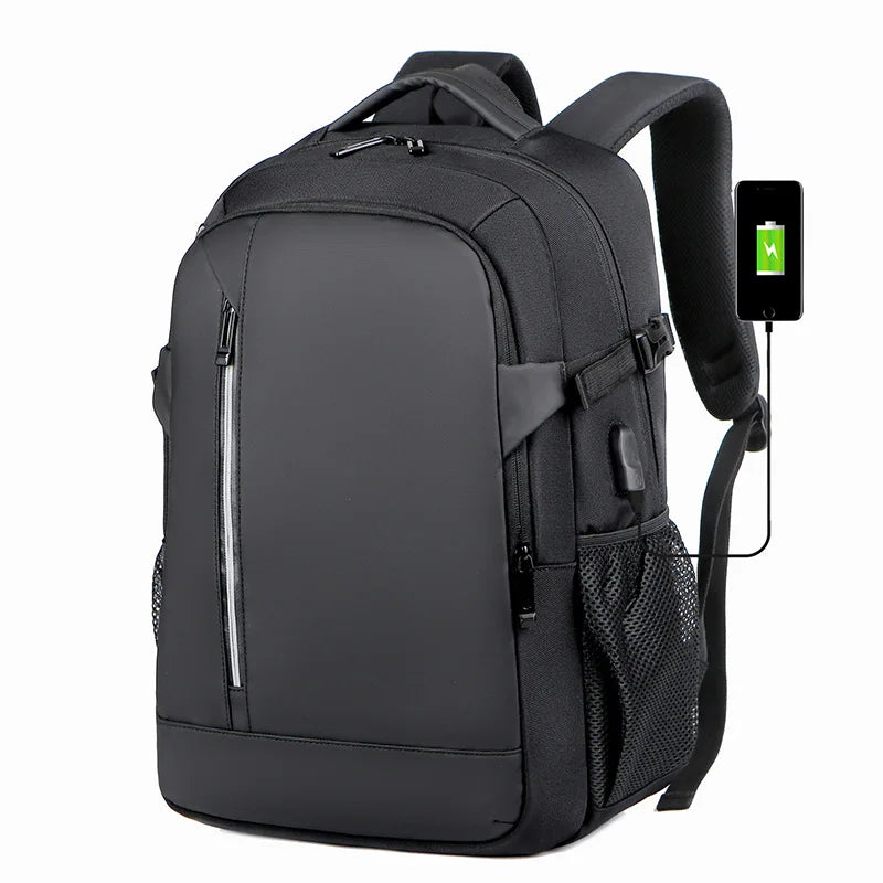 Good Quality PU Film High School Bags Waterproof Laptop Backpack With  USB Charging Port for Man