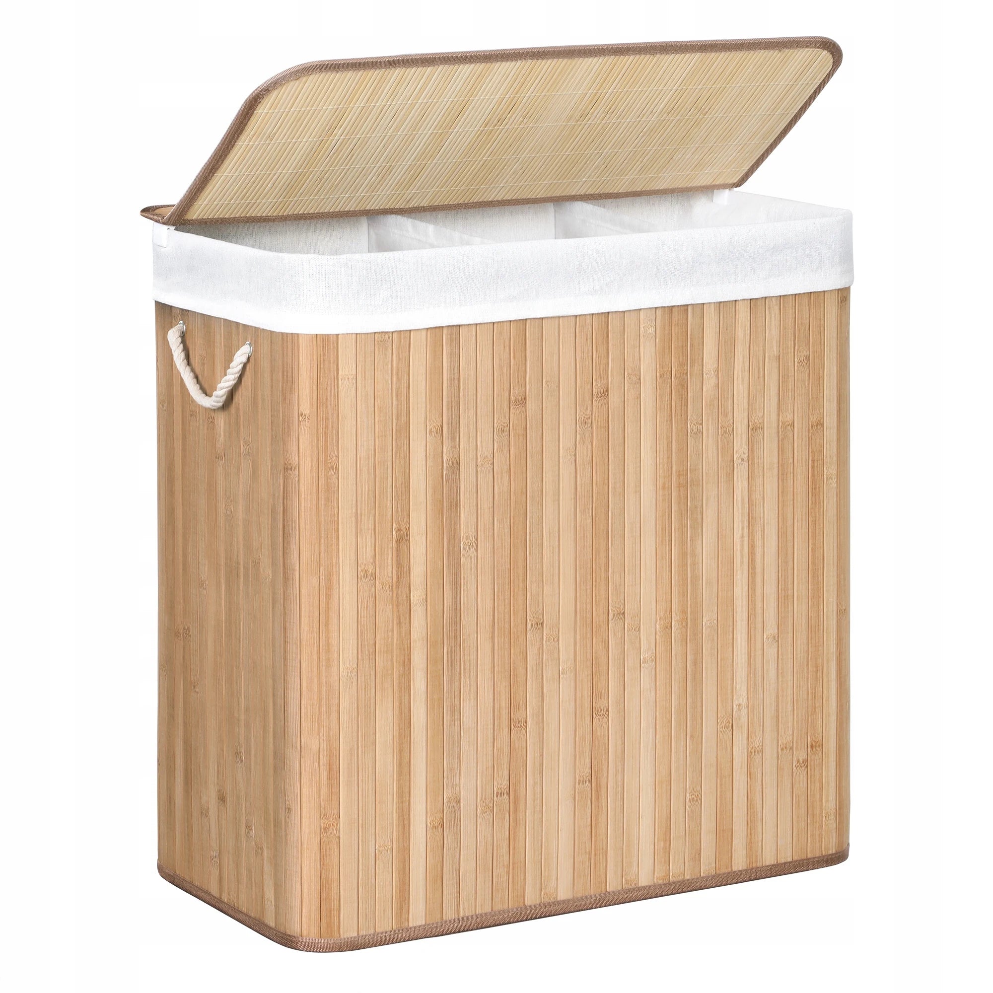 Large Capacity Dustproof Bamboo Laundry Basket Foldable Woven Dirty Clothes Storage Basket
