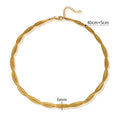 Minos Stainless Steel Herringbone Chain Necklaces Hypoallergenic Jewelry 18K Gold Plated Double Layer Snake Chains for Women