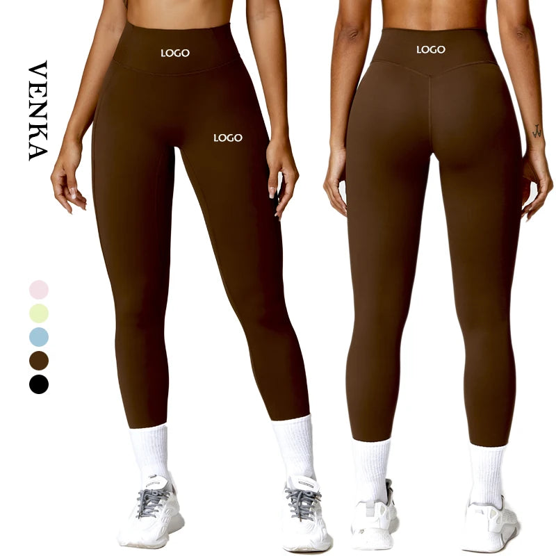 New Style High Waist Butt Lift Workout Running Sweatpants Speed Dry No T Line Tight Pants Woman Solid Color Nylon Yoga Leggings